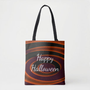 Bolsa Tote Preto Laranja e Marrom Chocolate Padrão Circular