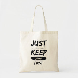 Bolsa Tote Preto, mantenha Jesus primeiro