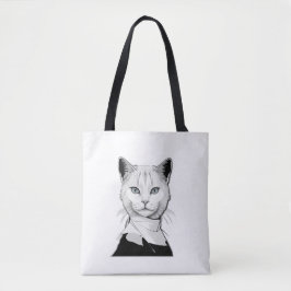 Bolsa Tote Preto Místico e Branco Gato de Salem