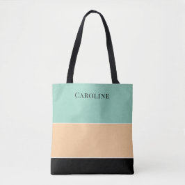 Bolsa Tote Preto Moderno, Pêssego, Verde Personalizado