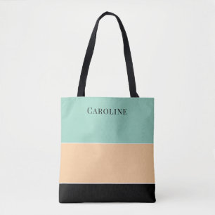 Bolsa Tote Preto Moderno, Pêssego, Verde Personalizado