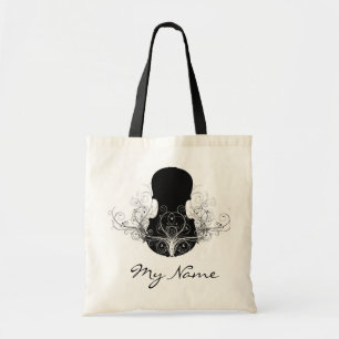 Bolsa Tote Preto na sacola branca do violino