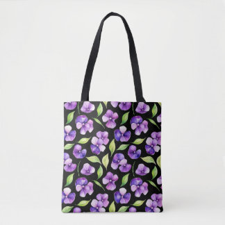 Bolsa Tote Preto Periwinkle Aquarela