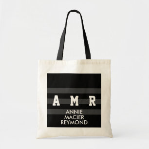 Bolsa Tote preto personalizado / promocional / iniciais perso