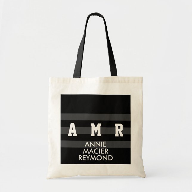 Bolsa Tote preto personalizado / promocional / iniciais perso (Frente)