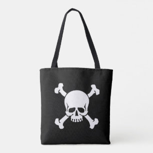 Bolsa Tote Preto, Pirata, Crânio e Espinhas, Bandeira