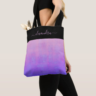 Bolsa Tote Preto rosa púrpura azul-rústica elegante personali