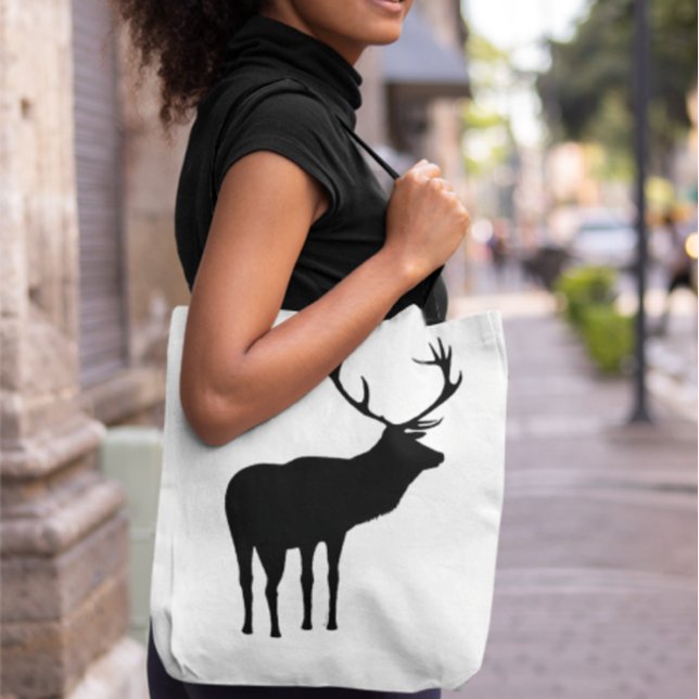 Bolsa Tote Preto Russo com Espírito Branco Silhout Animal (Criador carregado)