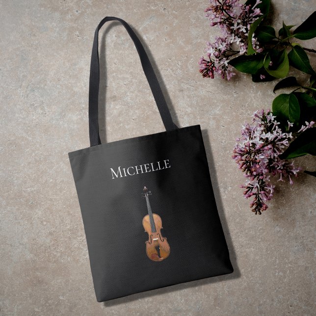 Bolsa Tote Preto Violino Musical Simples (Criador carregado)