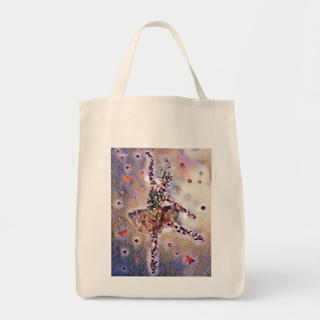 Bolsa Tote Pretty Ballerina and Butterflies Purple Gold (Frente)