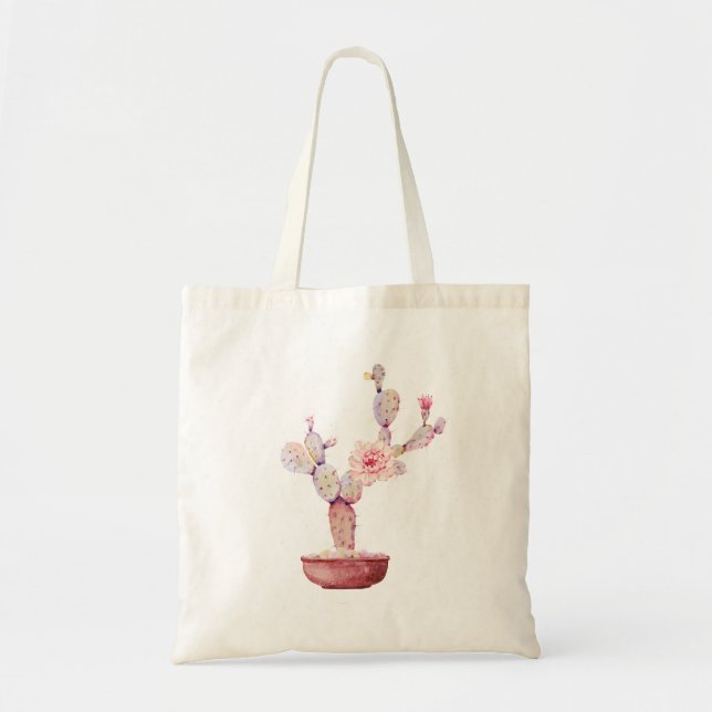 Bolsa Tote Prickcolor Watercolor Cactus Plant (Frente)