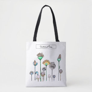 Bolsa Tote Primavera Azul Cor-de-rosa-claro