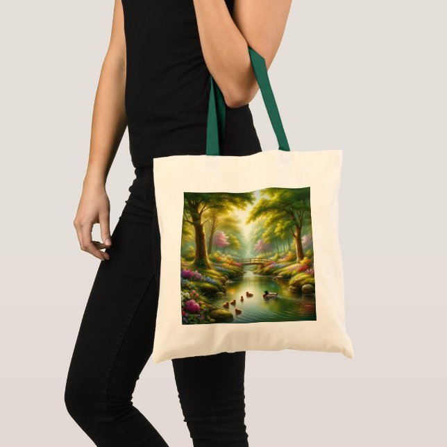 Bolsa Tote Primavera com patos/flores (Frente (produto))