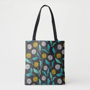 Bolsa Tote Primavera Dandelion Flores e Folhas Design
