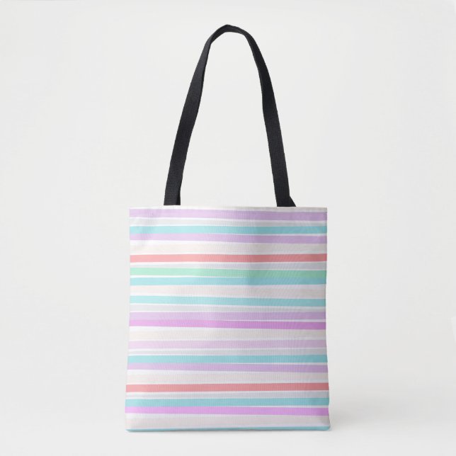Bolsa Tote Primavera de cores de verão em faixas (Frente)