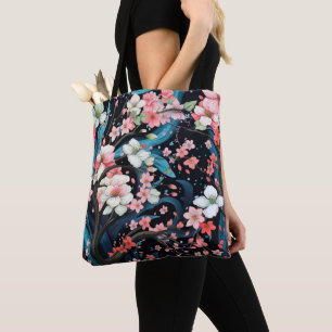 Bolsa Tote Primavera de Flores Sanguíneas Rosa
