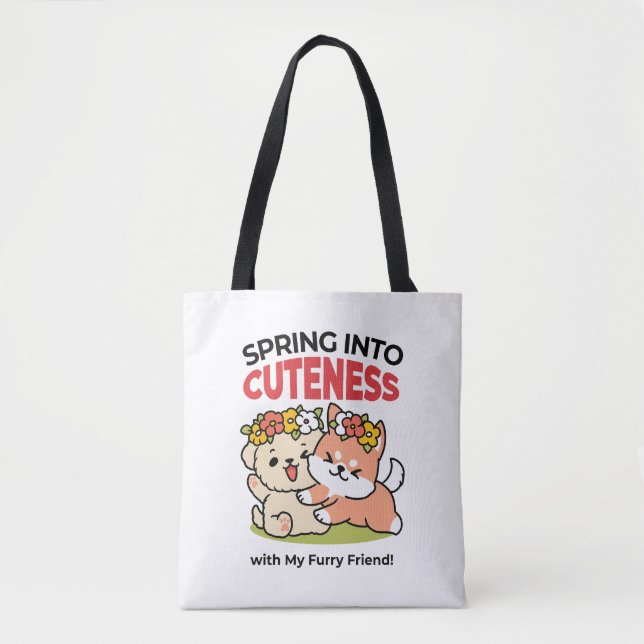 Bolsa Tote Primavera dentro da cutena - Ilustração Adorável d (Frente)