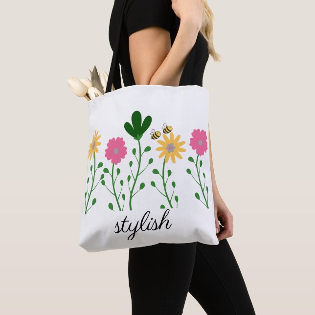 Bolsa Tote Primavera e Summer Floral Personalizam Mulheres (Close Up)