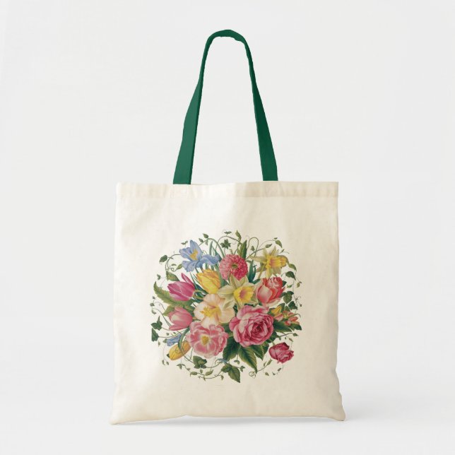 Bolsa Tote Primavera Floral Botânica Colorida (Frente)