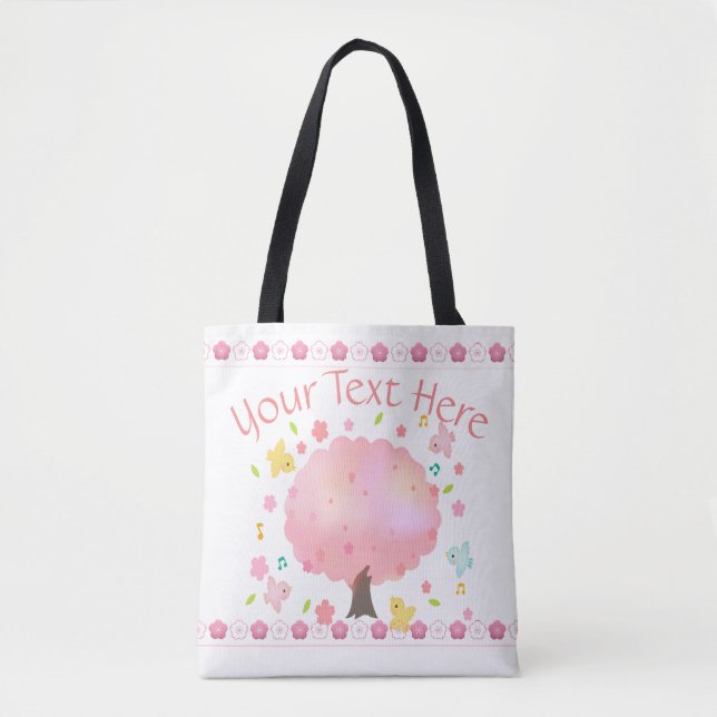 Bolsa Tote Primavera Tree & Birds Personalizados (Frente)