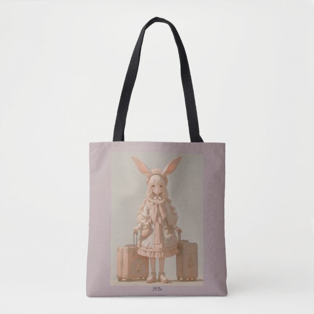 Bolsa Tote Primavera vitoriana, Rapariga de Coelhos, (Frente)