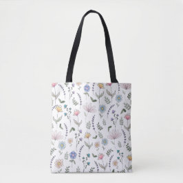 Bolsa Tote Primavera Watercolor Doodle Flowers