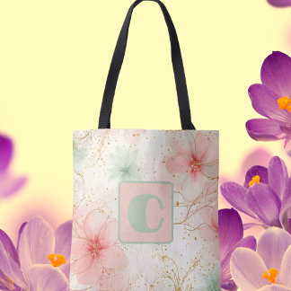 Bolsa Tote Primavera Watercolor Floral Garden