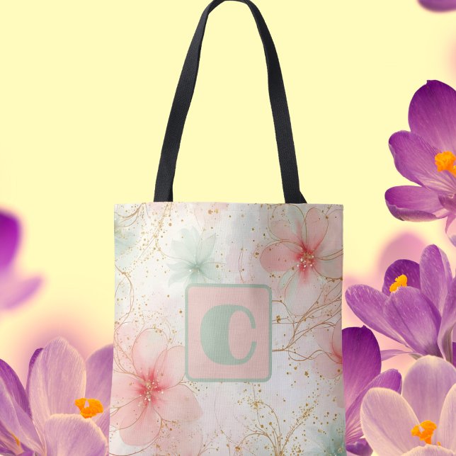 Bolsa Tote Primavera Watercolor Floral Garden (Criador carregado)