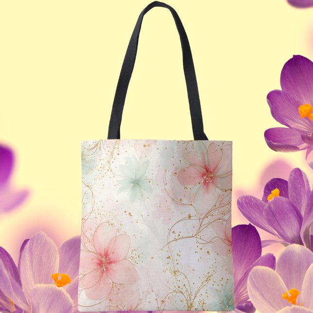 Bolsa Tote Primavera Watercolor Floral Garden (Criador carregado)