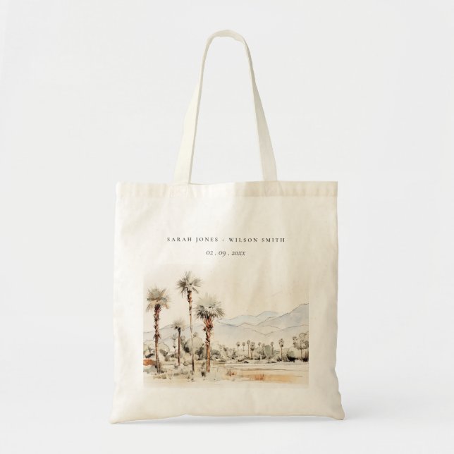 Bolsa Tote Primaveras Chic Palm Casamento de Paisagem na Cali (Frente)