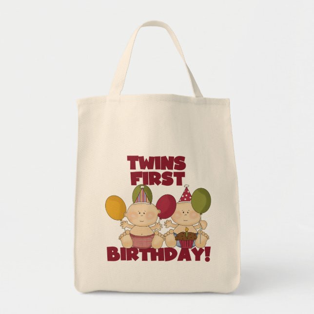 Bolsa Tote Primeiro aniversario gêmeos - Camisetas e presente (Frente)
