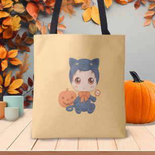 Bolsa Tote Primeiro Halloween Figurume De Gato Preto