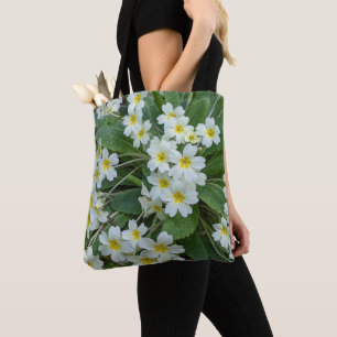 Bolsa Tote Primroses brancas Floral