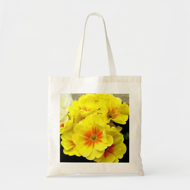 Bolsa Tote Primula amarela no floral da primavera (Frente)