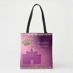 Bolsa Tote Princesa Castle, Crown & Jewels Party Personalize