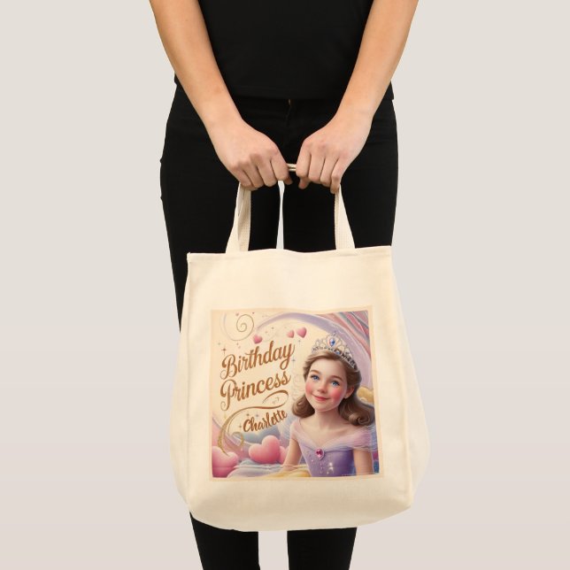 Bolsa Tote Princesa Celebração Feliz Aniversário (Frente (produto))