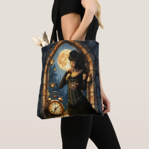 Bolsa Tote Princesa dos Relógios – Guardiã das Horas ao Luar.
