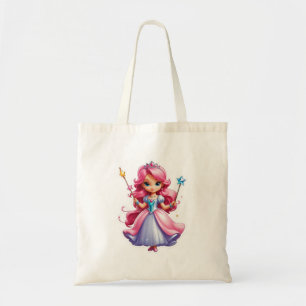Bolsa Tote Princesa Rosa Com Mão Magia E Tiara