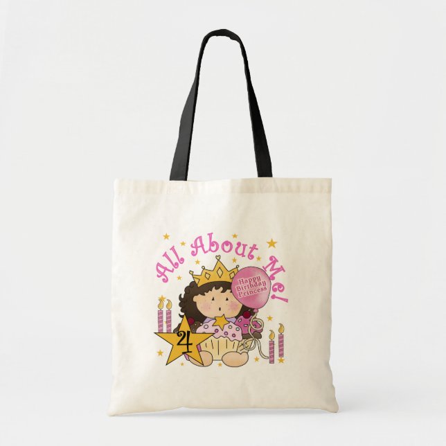 Bolsa Tote Princesa Sobre Os Meus 4º Aniversário Camisetas (Frente)