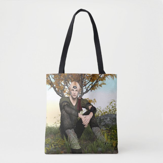 Bolsa Tote Príncipe da Floresta da Fantasia de Outono Retrato (Frente)