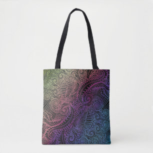 Bolsa Tote Prismatic Swirl Arte de Penas Fractais do Arco-Í