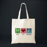 Bolsa Tote Proctologia do Amor pela Paz<br><div class="desc">Um presente proctólogo legal para um cirurgião colorectal que lida com pacientes de proctologia em seus negócios ou práticas. Este design de cirurgia colorectal apresenta um sinal de paz,  coração e cólon humano. Proctologia Do Amor Pela Paz.</div>