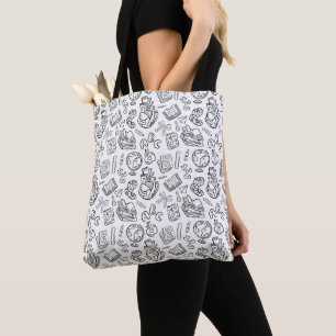 Bolsa Tote Professor(a) de Escola Preto e Branco Mão Desenhad