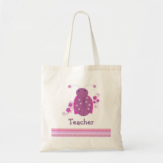 Bolsa Tote Professor Besouro Ladybug Rosa e Roxo (Frente)