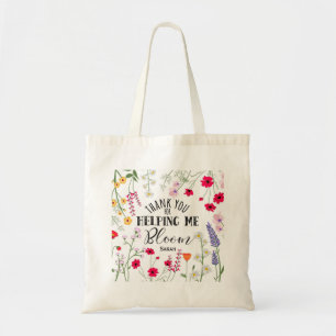 Bolsa Tote Professor com citação me ajudando a florescer