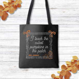 Bolsa Tote Professor de Citação de Halloween Fofa Preto e Bra