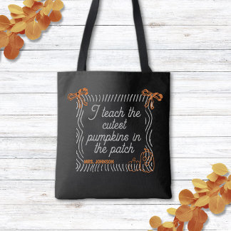 Bolsa Tote Professor de Citação de Halloween Fofa Preto e Bra