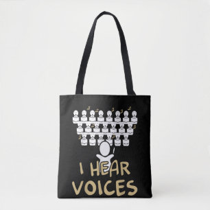 Bolsa Tote Professor de Coro Eu Ouço Vozes Camiseta Engraçada
