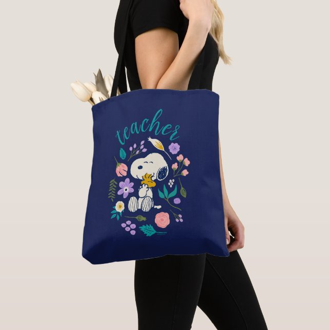 Bolsa Tote Professor de Hug de Flor de Esnoopia e Woodstock (Close Up)