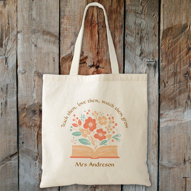 Bolsa Tote Professor de Livro das Flores Modernas Obrigado Pr (Modern Flower Book Teacher Thank You Gift Tote Bag)